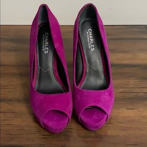 Charles by Charles David Plum Peep Toe Heels